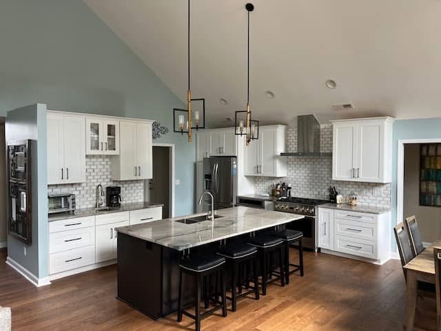 Modern kitchen with lighting.